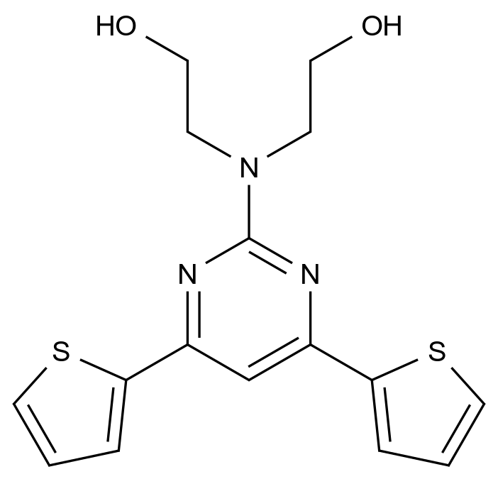 [124959-57-5]2-[(4,6-dithiophen-2-ylpyrimidin-2-yl)-(2-hydroxyethyl)amino]ethanol