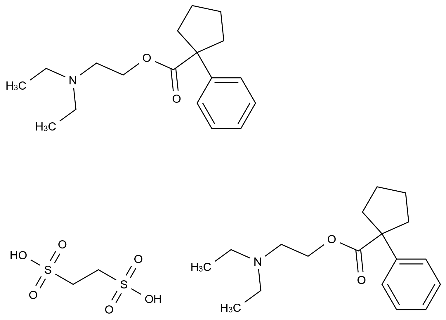 [125-86-0]2-(diethylamino)ethyl 1-phenylcyclopentane-1-carboxylate,ethane-1,2-disulfonic acid