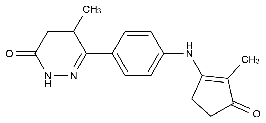 [125068-54-4]4-methyl-3-[4-[(2-methyl-3-oxocyclopenten-1-yl)amino]phenyl]-4,5-dihydro-1H-pyridazin-6