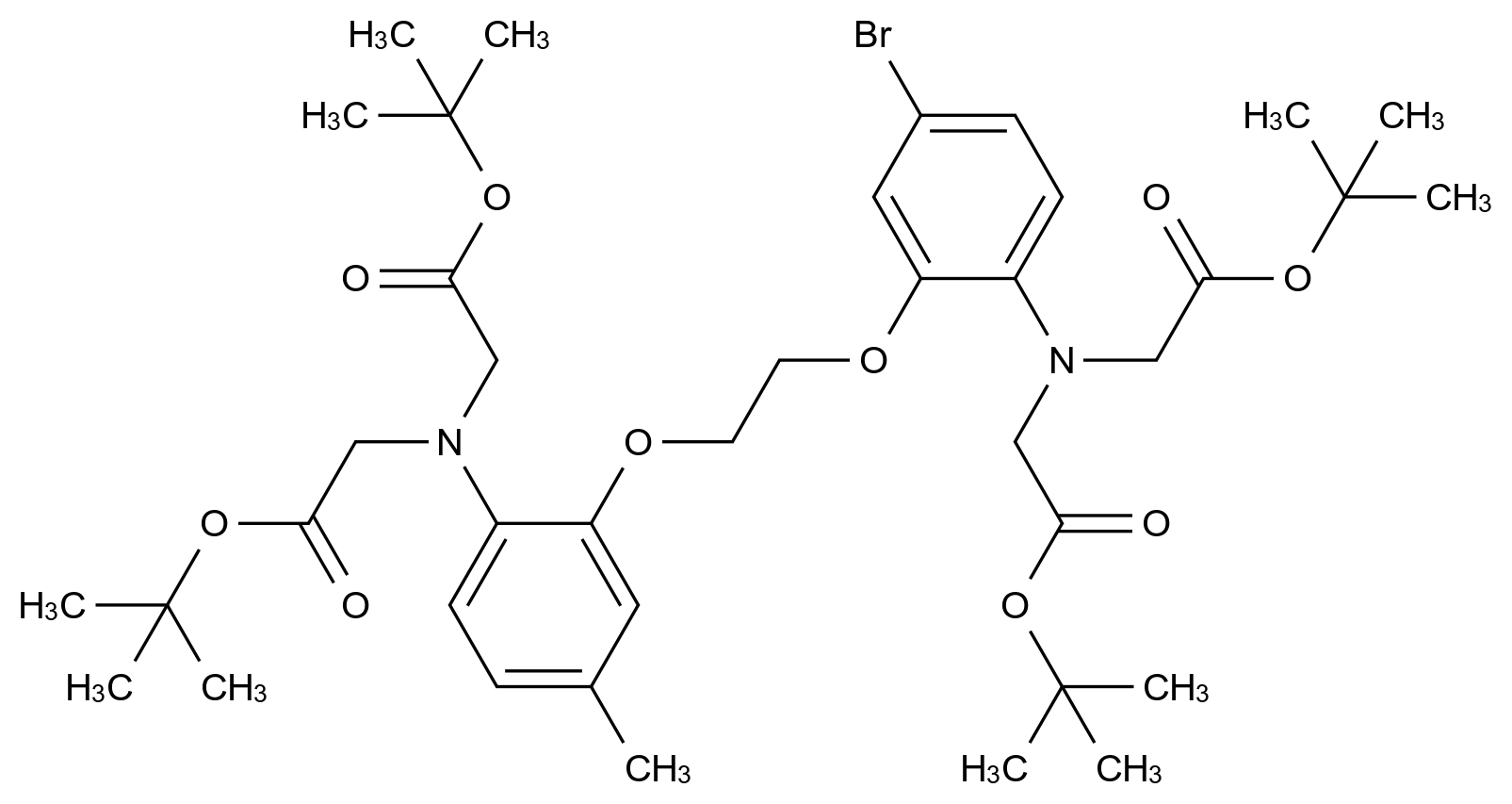 [125663-37-8]tert-butyl 2-[2-[2-[2-[bis[2-[(2-methylpropan-2-yl)oxy]-2-oxoethyl]amino]-5-bromophenox