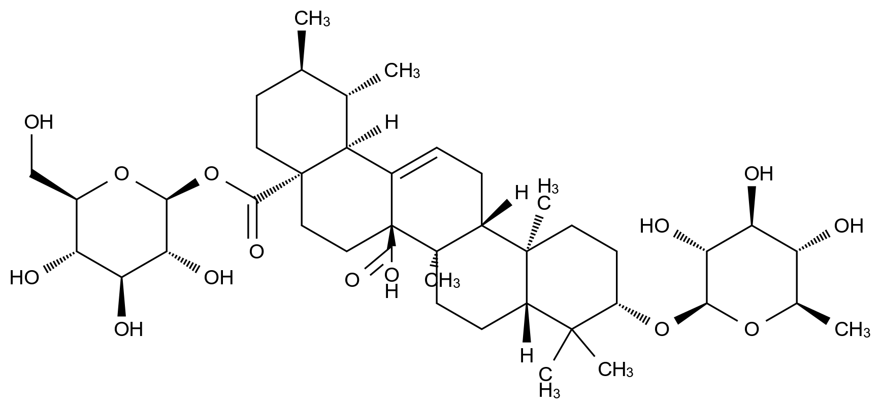 [124727-10-2]Quinovic acid 3-O-(6-deoxyglucoside) 28-O-glucosyl ester