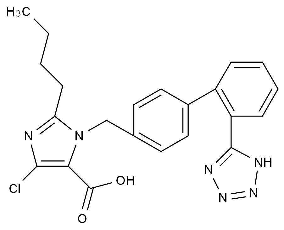 [124750-92-1]2-butyl-5-chloro-3-[[4-[2-(2H-tetrazol-5-yl)phenyl]phenyl]methyl]imidazole-4-carboxylic