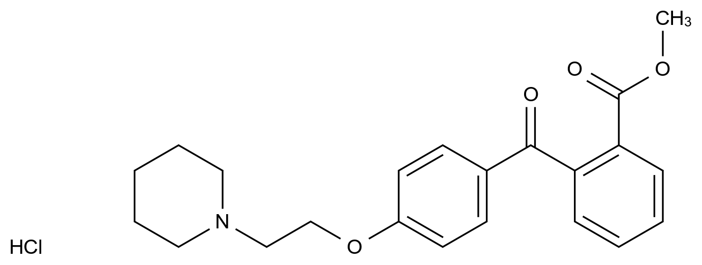 [1248-42-6]methyl 2-[4-[2-piperidinoethoxy]benzoyl]benzoate hydrochloride