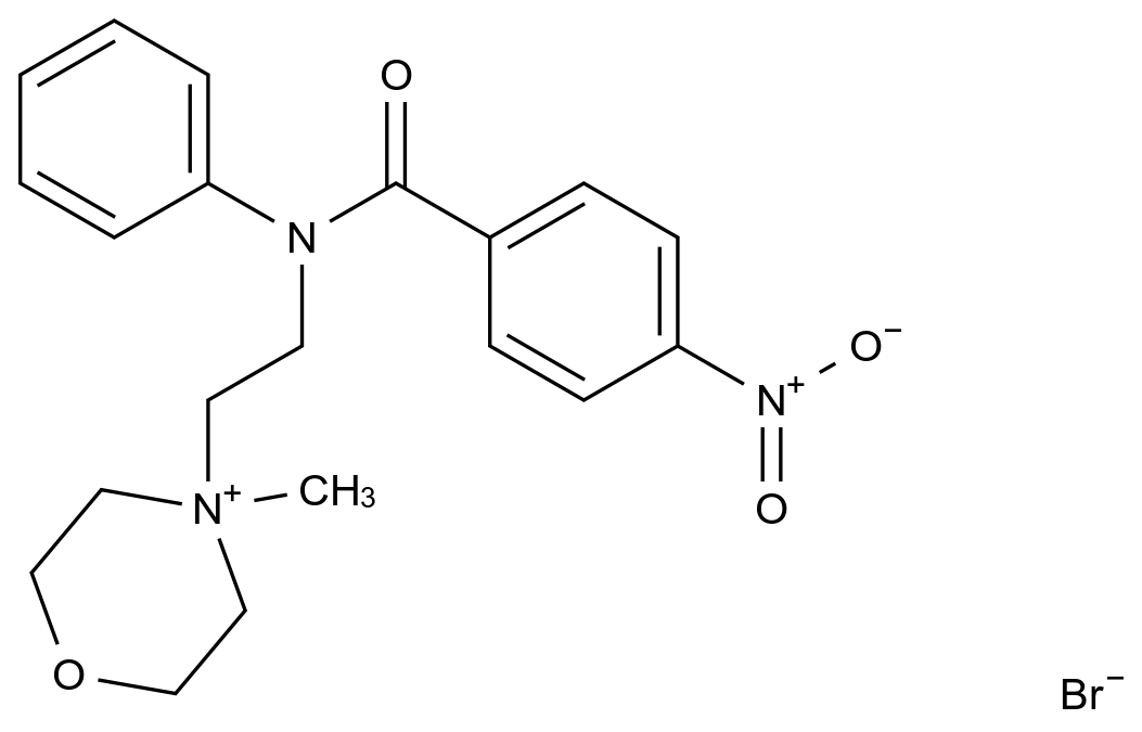 [1248-46-0]4-Methyl-4-{2-[(4-nitro-benzoyl)-phenyl-amino]-ethyl}-morpholin-4-ium; bromide