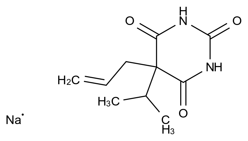 [125-88-2]2,4,6(1H,3H,5H)-Pyrimidinetrione,5-(1-methylethyl)-5-(2-propen-1-yl)-, sodium salt (1:1)