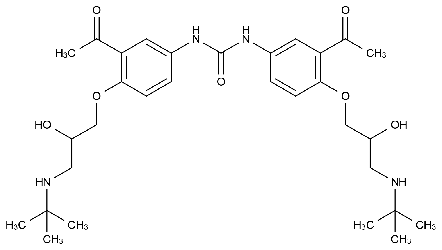 [125579-40-0]1,3-bis[3-acetyl-4-[3-(tert-butylamino)-2-hydroxypropoxy]phenyl]urea