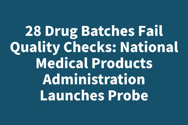 28 Drug Batches Fail Quality Checks: National Medical Products Administration Launches Probe